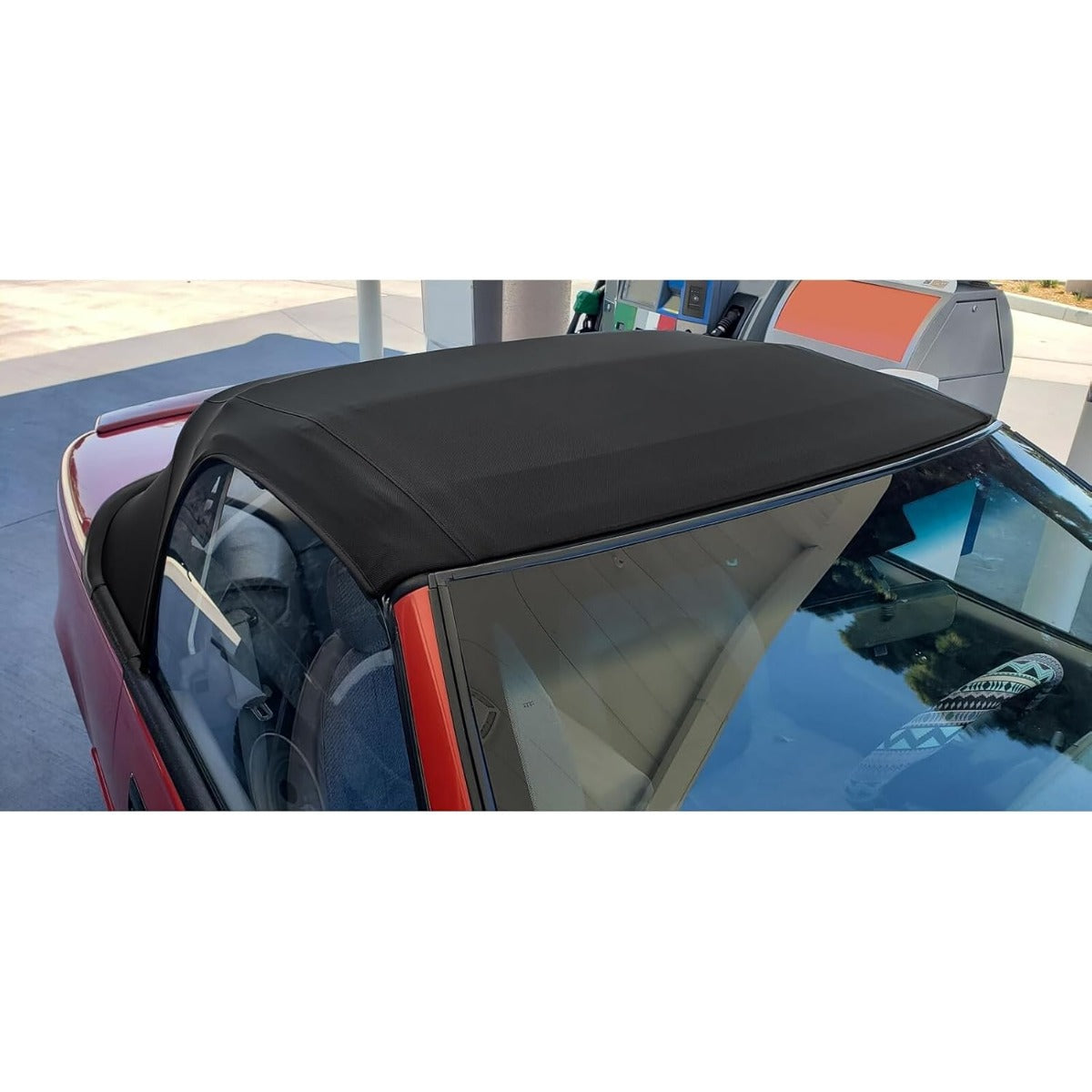 Convertible Soft Top for 1990-1993 Geo Metro/Suzuki Swift/Pontiac Firefly, Soft Roof Replacement with Clear Plastic Window, Premium Grade Black Sailcloth Vinyl