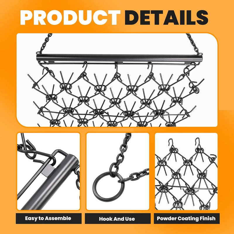 Drag Chain Harrow 4'W x 4'L Durable Compatible with ATV UTV Lawn Garden Tractor for Leveling Garden Towing Ring Powder Coated