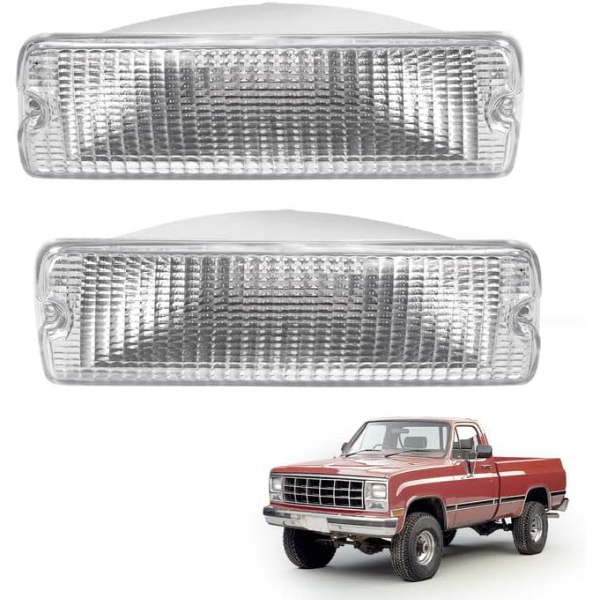 HECASA Pair Turn Signal Light Compatible with 1991-1993 Dodge D150 D250 D350 W150 W250 W350 Ramcharger Running Light Signal Lamp Replacement for CH2520106 CH2521106 Driver & Passenger Side Clear Lens