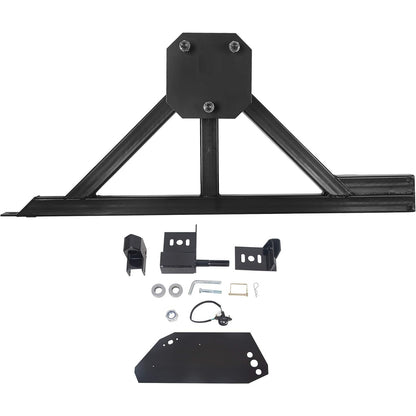 Spare Tire Carrier Mount Compatible with Hummer H2 with Rear License Plate Relocating Kit w/Light Black