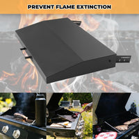 Load image into Gallery viewer, Kojem 36 inch Hinged Lid Cover Compatible with Blackstone Griddle Grill Lid Hard Cover with Rear Grease Collection Powder Coated Black LYOM-018-B
