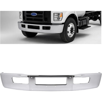 ALMULOO Front Bumper 3Pcs Compatible with 2005-2015 Ford F-650 F-750 Steel Chrome Silvery