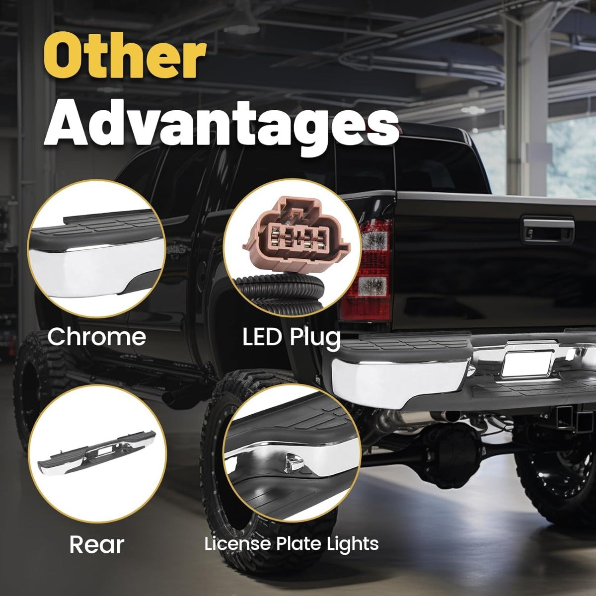 Rear Step Bumper for 1999-2007 Chevy Silverado & GMC Sierra 2500HD 3500HD w/ License Plate Lights LYAM-285S