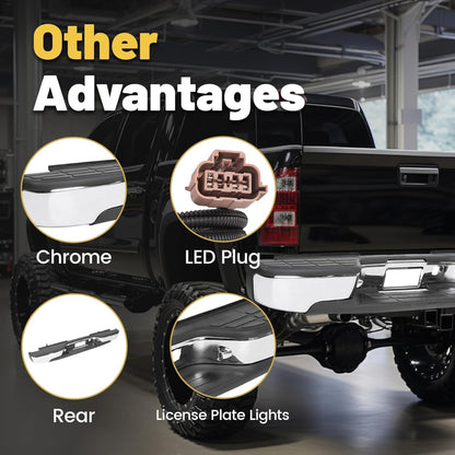 Rear Step Bumper for 1999-2007 Chevy Silverado & GMC Sierra 2500HD 3500HD w/ License Plate Lights LYAM-285S