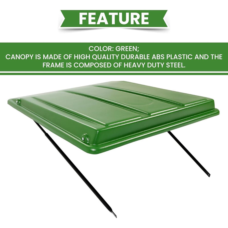 Kojem Green Tractor Canopy Compatible with John Deere Compact Utility Tractors with rops 34" Wide or Less. Fit 1 1/2" x 3", 2" x 2" or 2" x 3" ROPS Sun Shade Canopy with Bracket 35" W x 40" L
