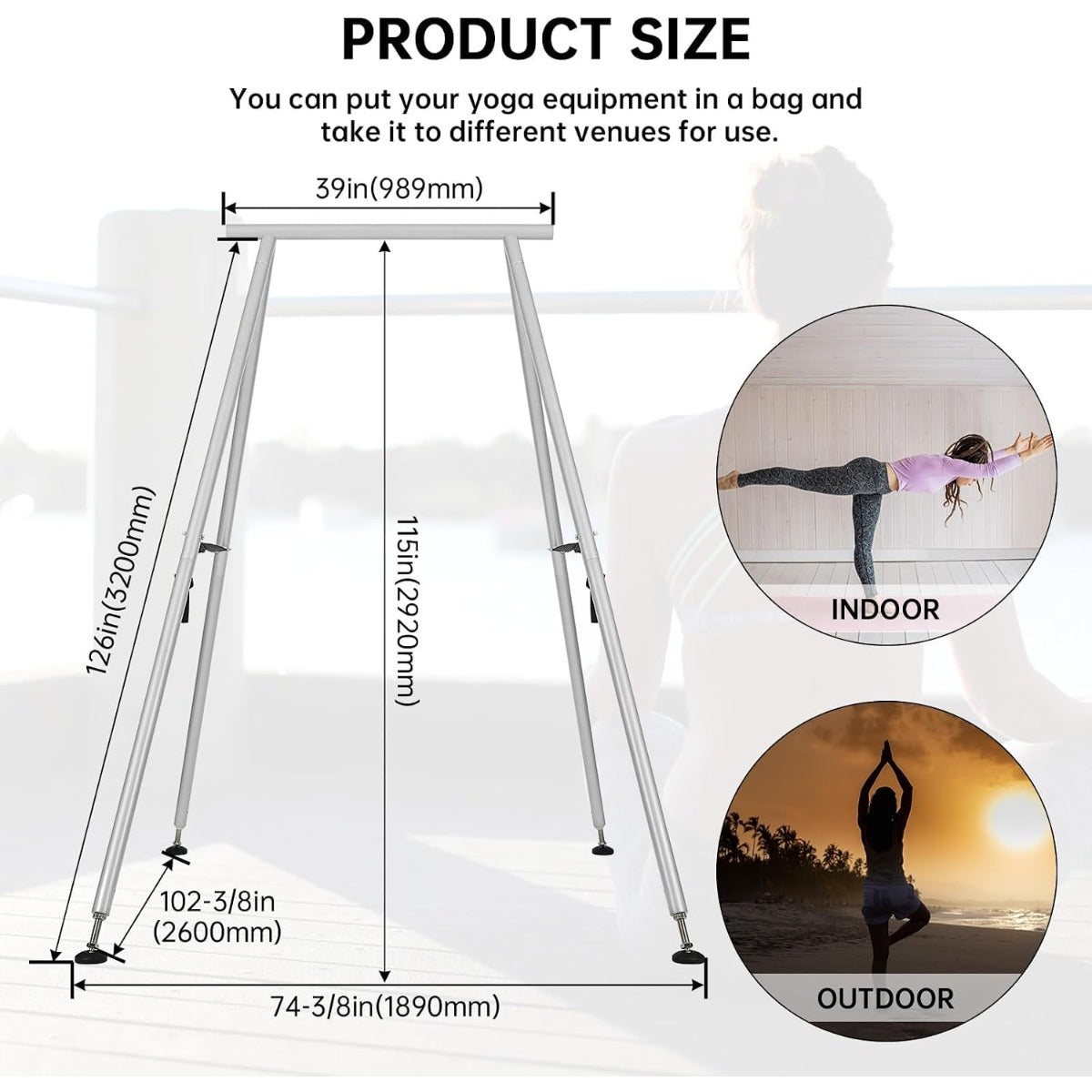 HECASA 8.1 FT Aerial Yoga Stand 550lbs Max Capacity for Indoor and Outdoor Fitness Bodybuilding Height Adjustable for Yoga Frame