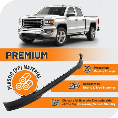 Front Lower Bumper Valance Panel Compatible with 2014-2015 GMC Sierra 1500 Replacement for GM1095199 22764087 Air Dam Deflector Valance Plastic