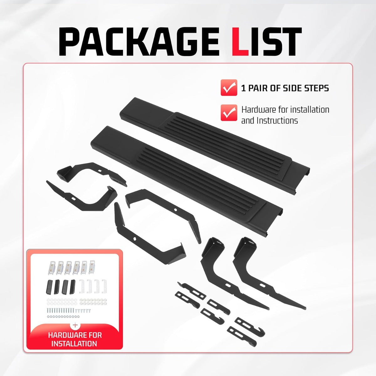 Side Steps Compatible with 2002-2008 Dodge Ram 1500 2500 Regular Cab Running Boards Step Bars Steel+Plastic Powder Coated+Textured Black