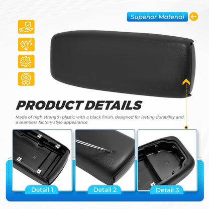 Center Console Armrest Lid Compatible with 2004-2011 Ford Ranger Replacement for 3L5Z-10644A22-AAC Plastic Black