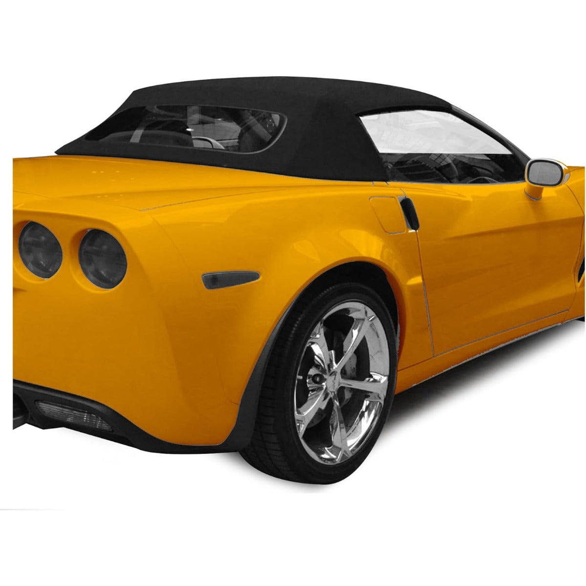 Convertible Soft Top for 2005-2013 Chevy Chevrolet Corvette C6, Sailcloth Vinyl Soft Roof Replacement, Black Color with Clear Heated Glass Window