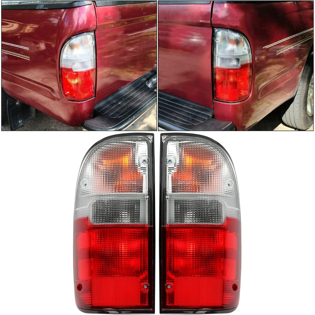 ECOTRIC Tail Light Pair Compatible with 1995-2000 Toyota Tacoma Pickup Trunk Taillight Tail Lamp Driver Left & Passenger Right
