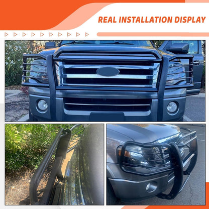 Kojem Brush Guard Compatible with 2003-2017 Ford Expedition Steel Front Bumper Grill Grille Guard Protection Protector Black Power Coated
