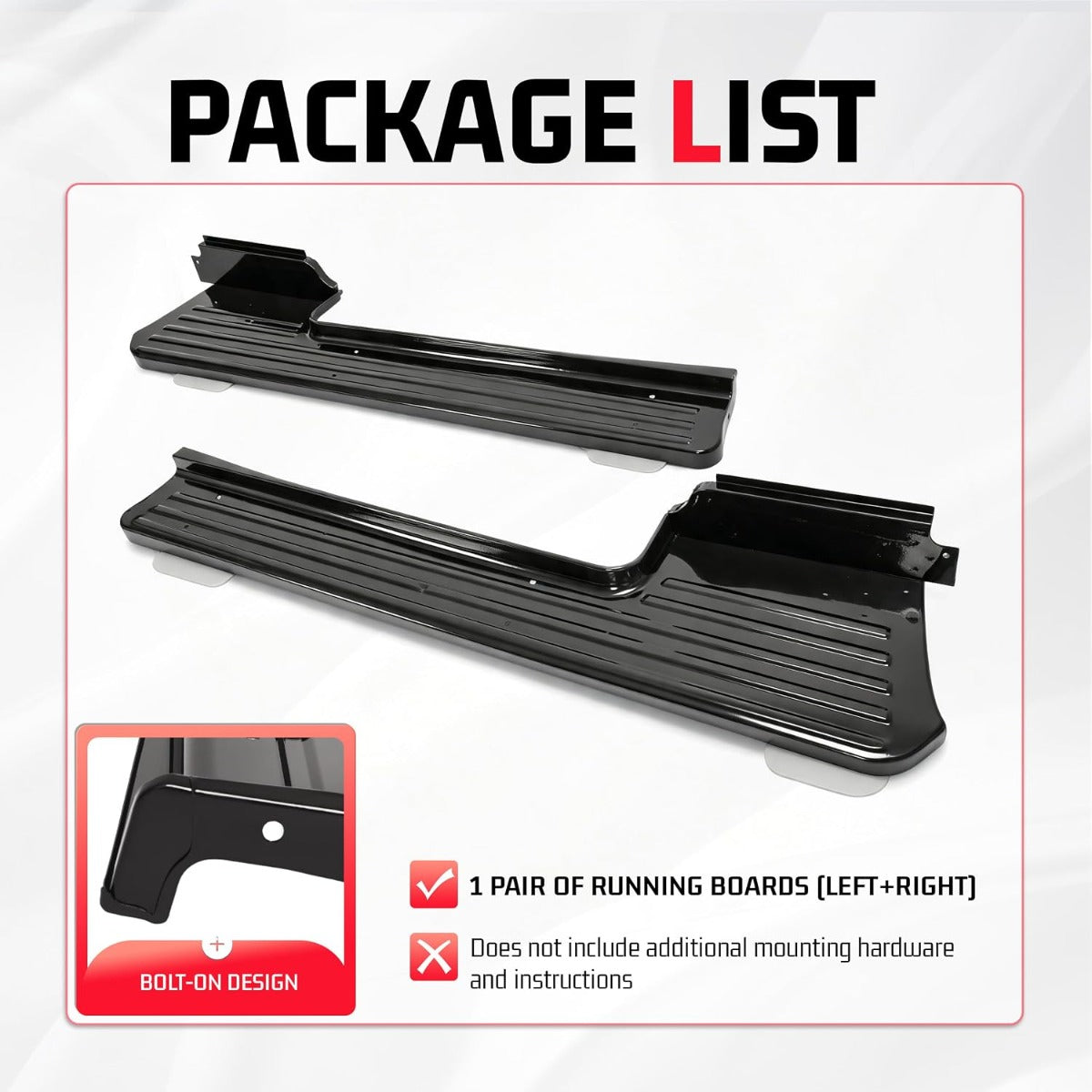 ALMULOO Ribbed Running Boards Compatible with 1953-1956 F100 F-100
