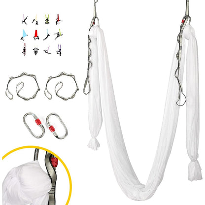 Kojem Aerial Silk Fabric Yoga Swing Kit For Fitness Yoga Inversions Flexibility Core Strength Dance White Nylon Fabric 6.6/13.1 Yards