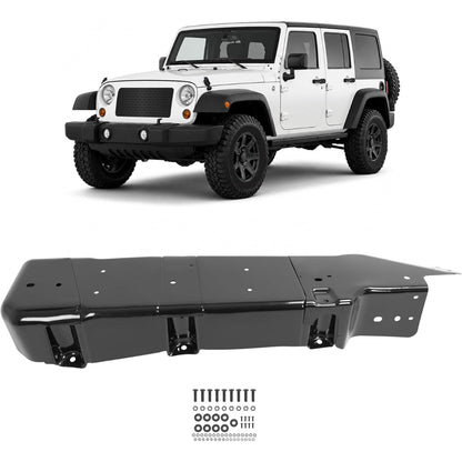 Fuel Tank Skid Plate Guard Compatible with 2007-2018 Jeep Wrangler 4 Door Replacement for 52059747AD 52059747AE 52059747AF 52059747AG Steel Powder Coated