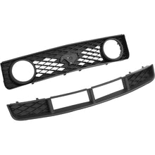 Front Bar Upper & Lower Grills 2Pcs Compatible with 2005-2009 Ford Mustang GT Plastic(PP) Bumper Black Grille w/Round Light Holes Replacement for FO1200422 FO1036114 6R3Z8200BA 7R3Z17K945BA