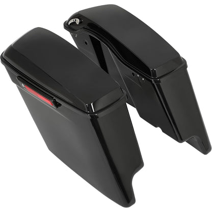 5" Stretched Extended Hard Saddle Bag W/Black Latches for 2014-2024 Harley Touring Road King Road Glide Street Glide Electra Glide Ultra Classic