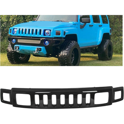 Front Grill Compatible with 2006-2010 Hummer H3 15834195 HU1200100 Front Bumper Hood Grille Face Bar Shell Insert Assembly Gloss Black