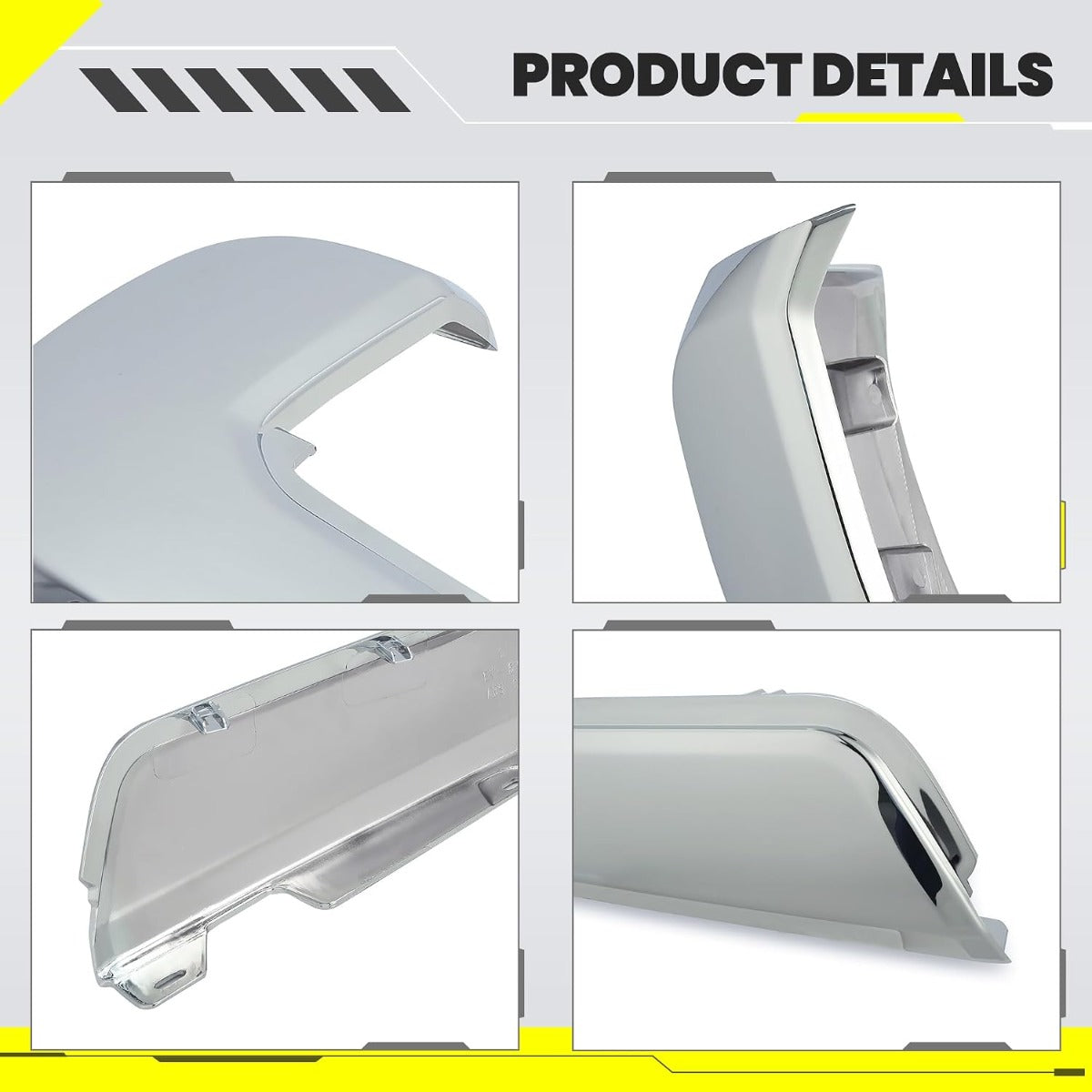 Rear Bumper End Caps LH Compatible with 2016-2023 Toyota Tacoma w/o Parking Sensors Holes Chrome Covers Corner Extension Replacement for TO1104131