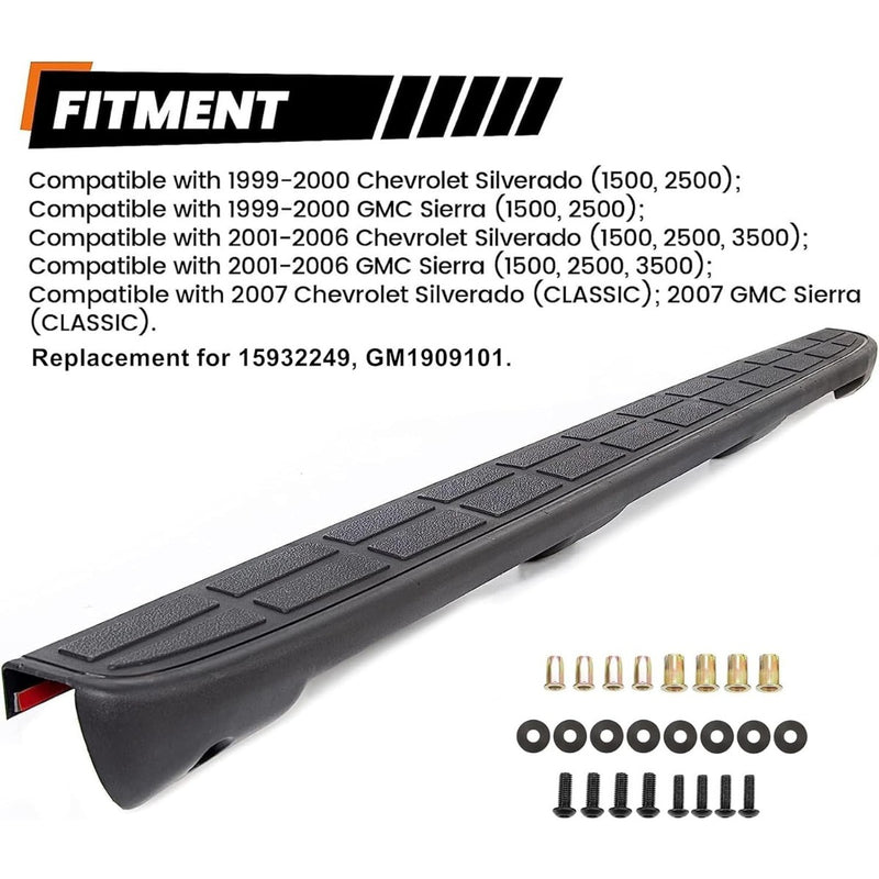 Tailgate Spoiler Cap Cover Compatible with 1999-2007 Chevy Silverado GMC Sierra Replacement for 15932249 GM1909101 Molding Top Protector Textured Black