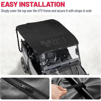 Soft Roof Top Compatible with 2016-2024 Honda Pioneer 1000-5 5P Roof Top with Zipper Mesh Window, Soft Top Sunshade UTV Accessories Shade Top Plastic Black