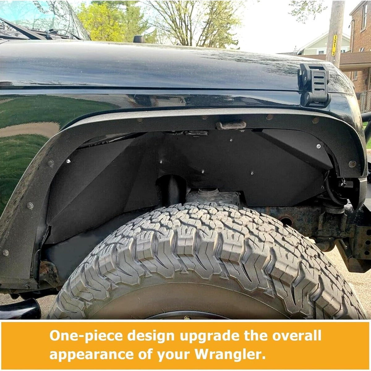 Front Inner Splash Guards Fender Liners for 2007-2019 Jeep Wrangler JK JKU 4WD Bolt-on Style Aluminum Flare Wheel Well Cover