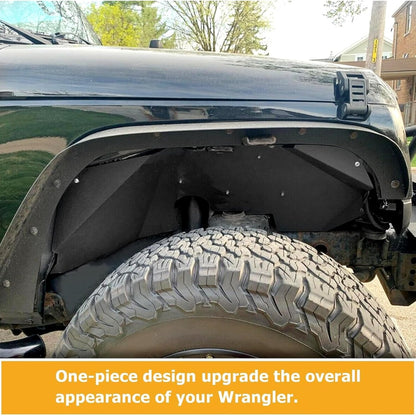 Front Inner Splash Guards Fender Liners for 2007-2019 Jeep Wrangler JK JKU 4WD Bolt-on Style Aluminum Flare Wheel Well Cover