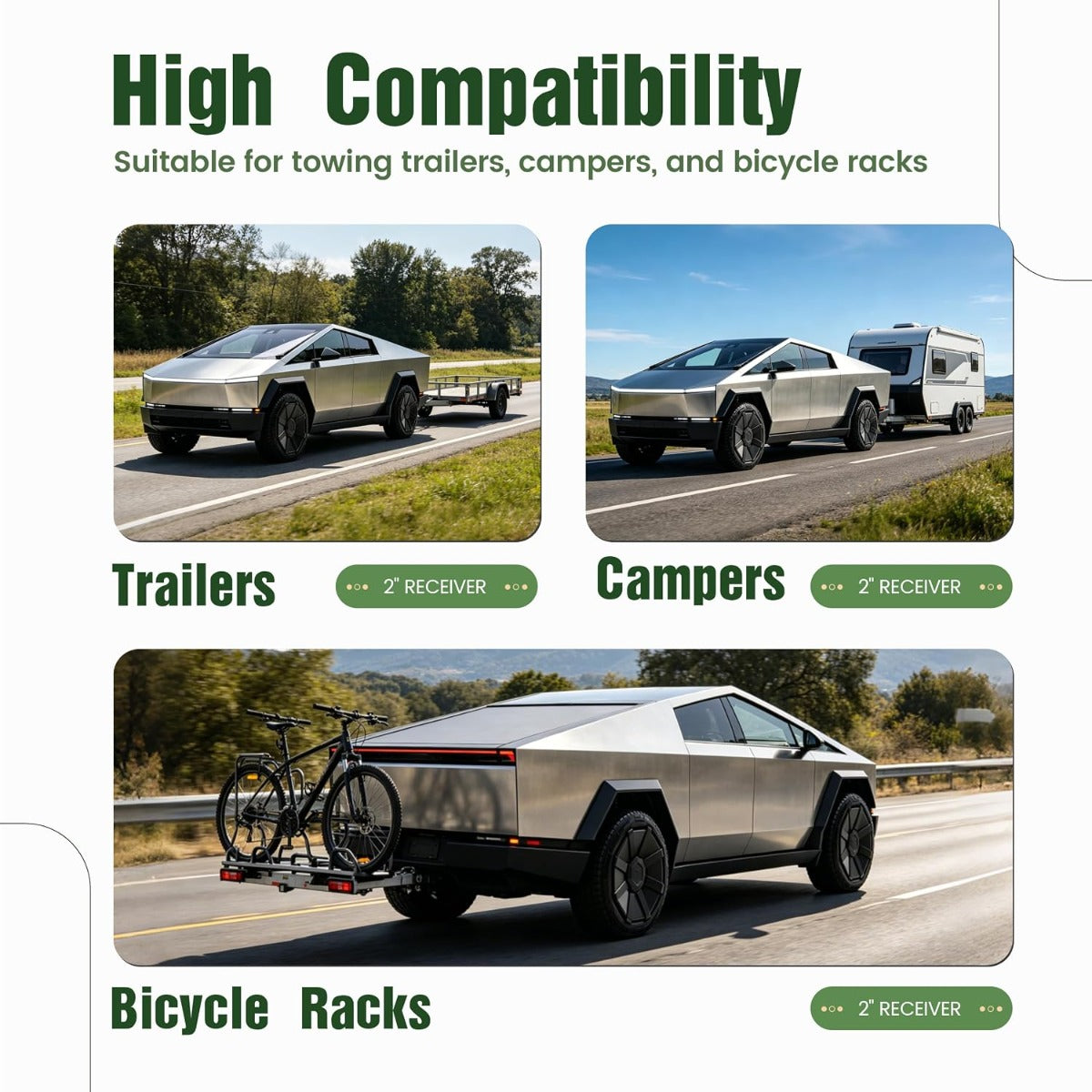 ALMULOO 2'' Trailer Hitch Receiver Compatible with Cybertruck Suitable