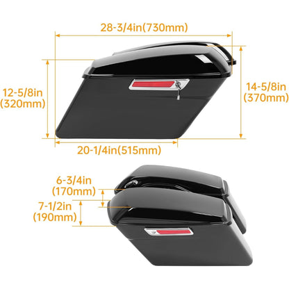 Hard Saddlebags Saddle Bags W/Latch Kit for 2014-UP Harley Davidson Touring Models Road King Street Glide Ultra Electra Glide FLT FLHT FLTRX FLHR