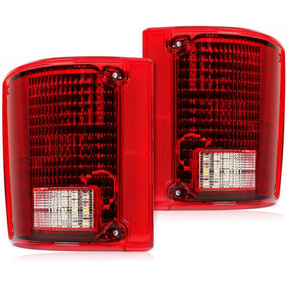 HECASA LED Tail Light Compatible with 1975-1986 Chevy Chevrolet C10 Tail Lamp Red Lens Plastic w/LED Light and Wiring Pair Replacement for CTL7387LED-L CTL7387LED-R
