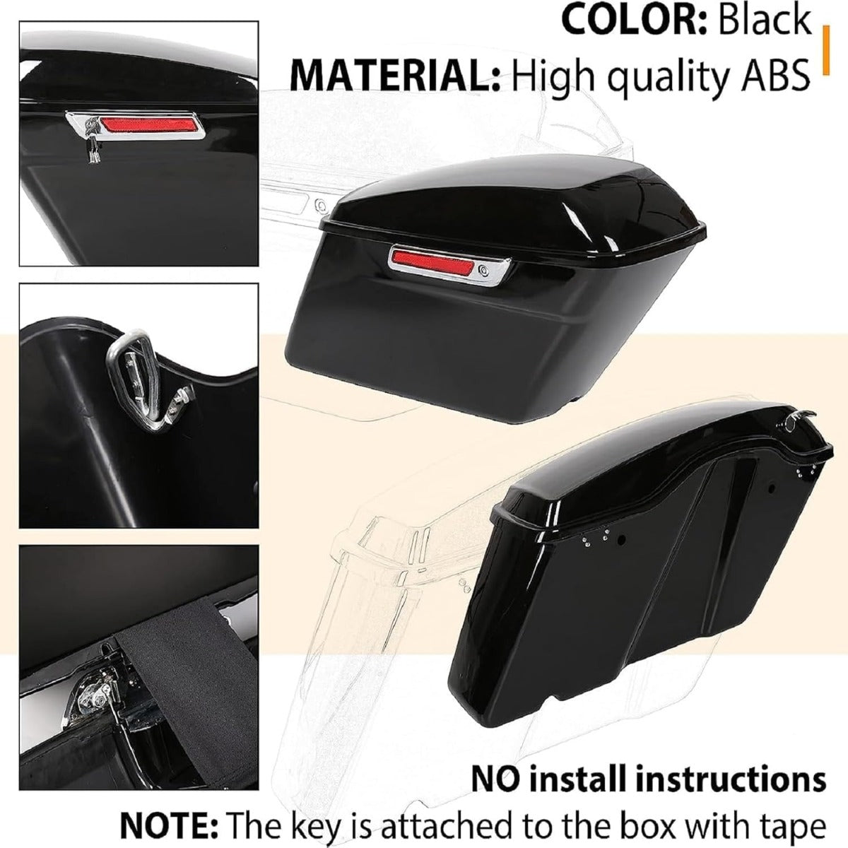 Hard Saddlebags w/Conversion Brackets  for  Harley Softail Fatboy Heritage 1984-2017 Fat Boy Deluxe Motorcycle Saddle Bags Black - 2 Packages