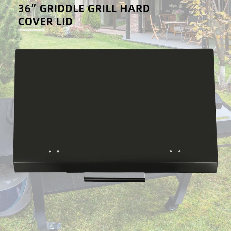 HECASA Black Outdoor 36" Griddle Grill Hard Cover Lid Waterproof Aluminum Compatible with Blackstone & More (No Diamond Plated) LYOM-018F-GB