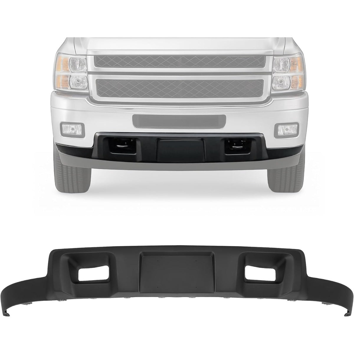 Front Bumper Lower Valance Compatible with 2011-2014 Chevrolet Chevy Silverado 2500 HD 3500 HD Replacement for 19370763 22755086 25883354 GM1092213 w/Towing Holes Air Deflector Plastic(PP)