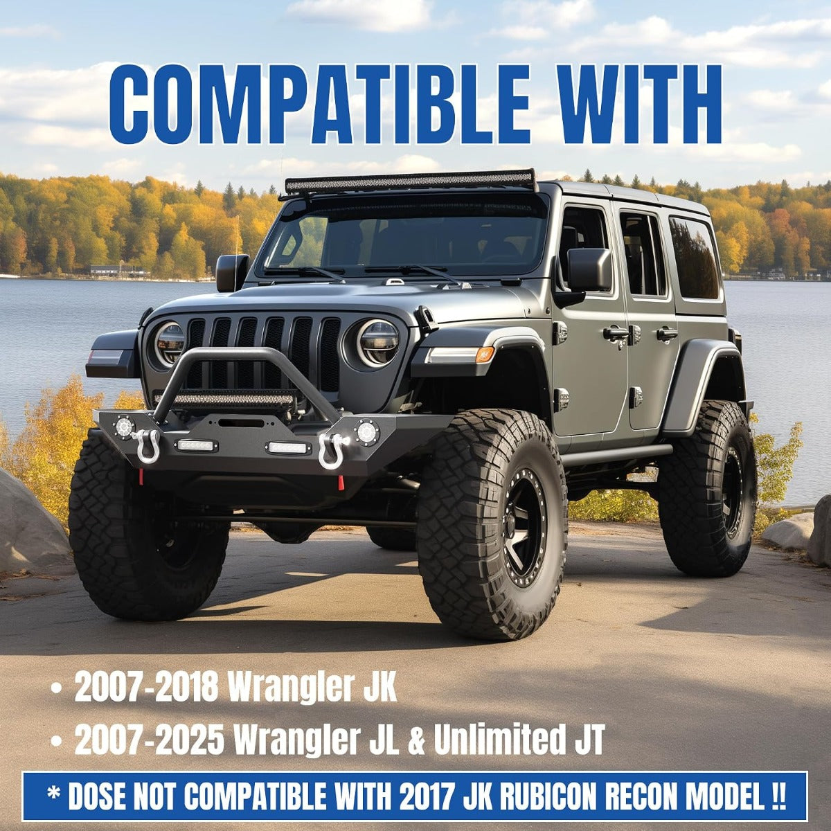 KUAFU Bumper Compatible with Wrangler JK Unlimited JL Gladiator JT