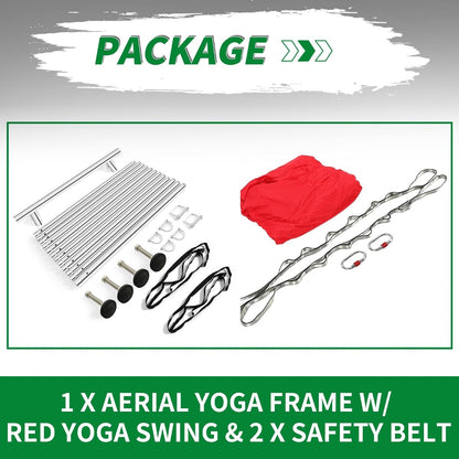KUAFU Yoga Stand with Yoga Swing Inversion Portable Stand Yoga Frame Yoga Sling Inversion Equipment Steel Silvery for Indoor and Outdoor Triangle Structure