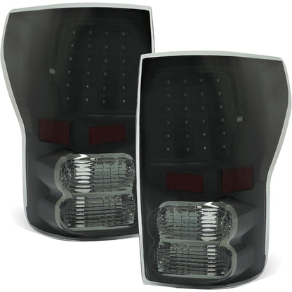 HECASA Tail Lights Compatible with 2007-2013 Toyota Tundra Pickup Truck LED Rear Brake Tail Lamps Assembly Driver and Passenger Side (Smoke Lens Black Housing)