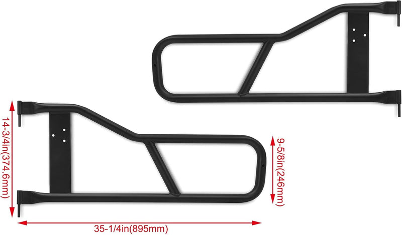 Tubular Doors Compatible with 1987-2006 Jeep Wrangler YJ TJ Tubular Half Doors Tube Door Steel Left & Right Simple Off-Road Style LYAM-155