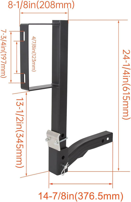 Spare Tire Mount Carrier 24-Inch Universal Fit for SUV ATV UTV RV Truck Car w/Standard 2'' Receiver Trailer Hitch Tire Carrier Bracket LYOM-060