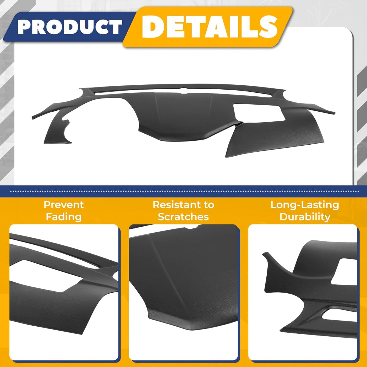 Dashboard Cover Compatible with 2011-2014 Hyundai Sonata Plastic(ABS+PVC) Painted+Textured Matte Black