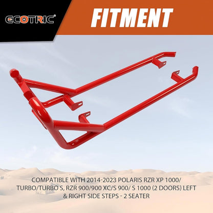 Red Nerf Bars Rock Sliders Compatible with 2014-2023 Polaris RZR XP 1000/ Turbo/Turbo S, RZR 900/900 XC/S 900/ S 1000 (2 Doors) Left & Right Side Steps - 2 Seater LYPS-007-2