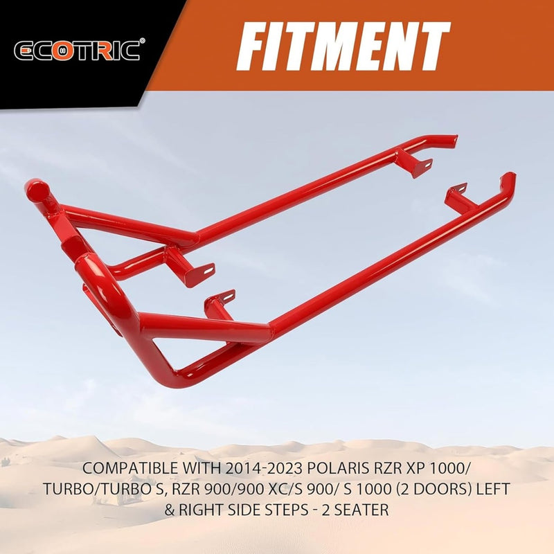 Red Nerf Bars Rock Sliders Compatible with 2014-2023 Polaris RZR XP 1000/ Turbo/Turbo S, RZR 900/900 XC/S 900/ S 1000 (2 Doors) Left & Right Side Steps - 2 Seater LYPS-007-2