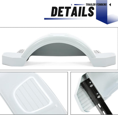 Pair Axle Trailers Fenders 12inches Wheels Tires Skirt Boat Molded 300lbs (Set of 2) Painted Grey LYAP-273S