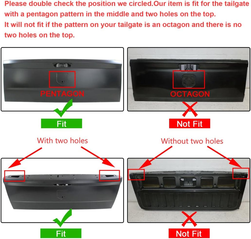 HECASA Air Design Tailgate Spoiler Compatible with 2009-2021 Dodge Ram Classic 1500 2500 3500 Replacement for #CH06A16 Black Cap Molding Top Protector LYAP-132S