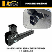 Load image into Gallery viewer, KUAFU 2inches Folding Hitch Adapter Compatible with 2 Inch Trailer Hitch Extension Shank Mount Cargo Wheelchair Carrier Adapter 500lbs Weight Capacity LYAM-738S
