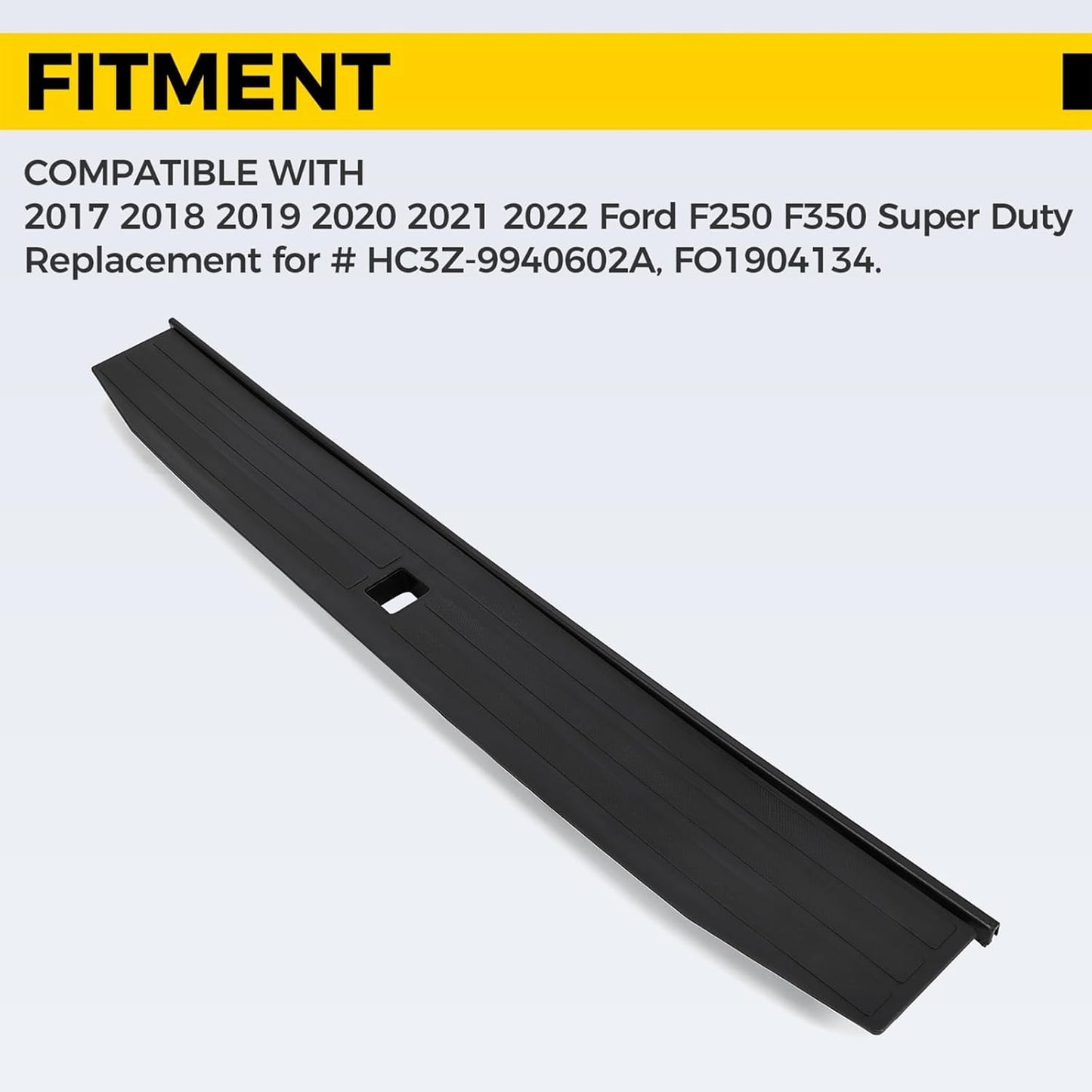 Tailgate Molding Top Trim Cap Cover Compatible with 2017-2022 Ford F250 F350 Super Duty Flex Step Replacement for HC3Z-9940602-A FO1904134 Rear Center Piece LYAP-555S
