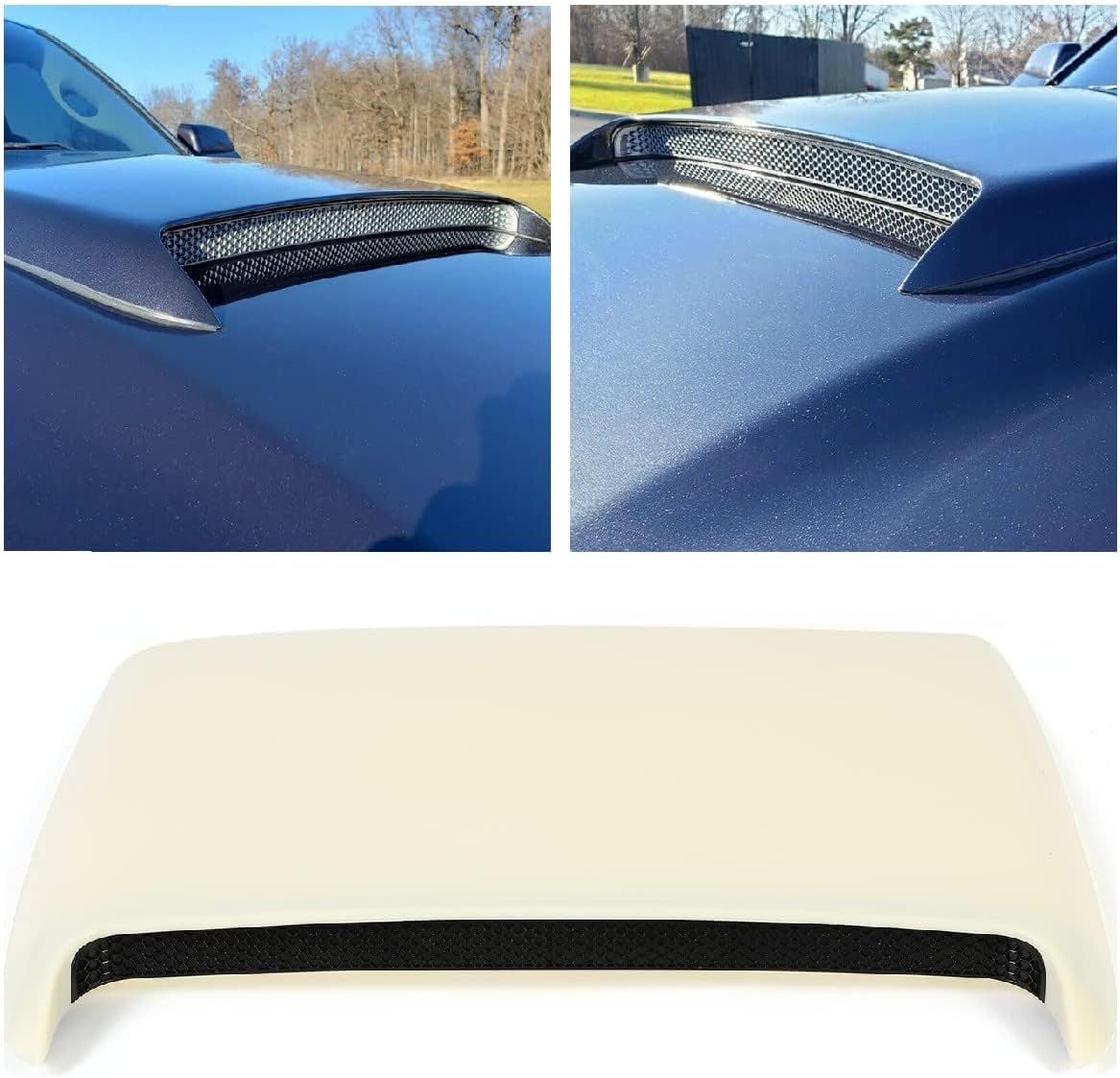 Unpainted Universal 25inches Hood Scoop Kit Compatible with Dodge RAM 1500 2500 3500 SRT Style Chevy Trailblazer Ford Mustang Silverado Charger Tundra Require Painting LYAP-154