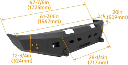 Front Bumper Compatible with 1995-2004 Toyota Tacoma First Gen W/Light Steel Powder Coated Black 2 Packages LYAM-X1225A+LYAM-X1225B