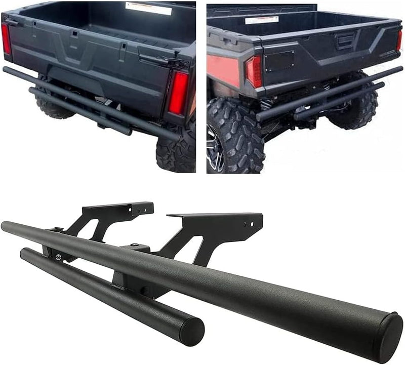 KUAFU Rear Bumper Guard Compatible with 2018-2025 Polaris Ranger 1000 XP/North Star Edition Double-Tube Rear Bumper Brush Guard Wrinkle LYPS-021S
