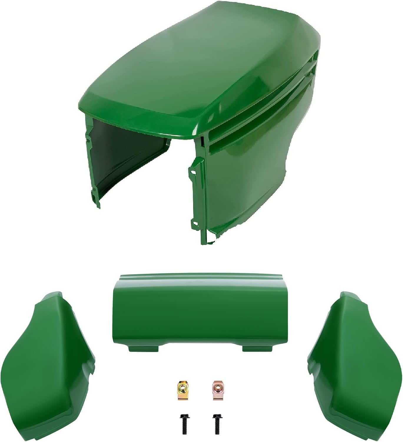 Hood & Bumper Kit Compatible with John Deere 325 335 345 GX325 GX335 GX345 GX355 Lower & Upper Front Bumper Hood Replacement for M140667 M140668 M140669 AM132595 AM132529 4PCS LYJD-044S+LYJD-048
