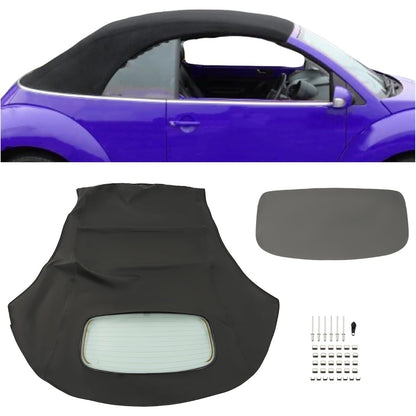 Convertible Soft Top for  2003-2010 Volkswagen Beetle Replacement Soft Roof with Clear Heated Glass Window Tan Sailcloth Vinyl